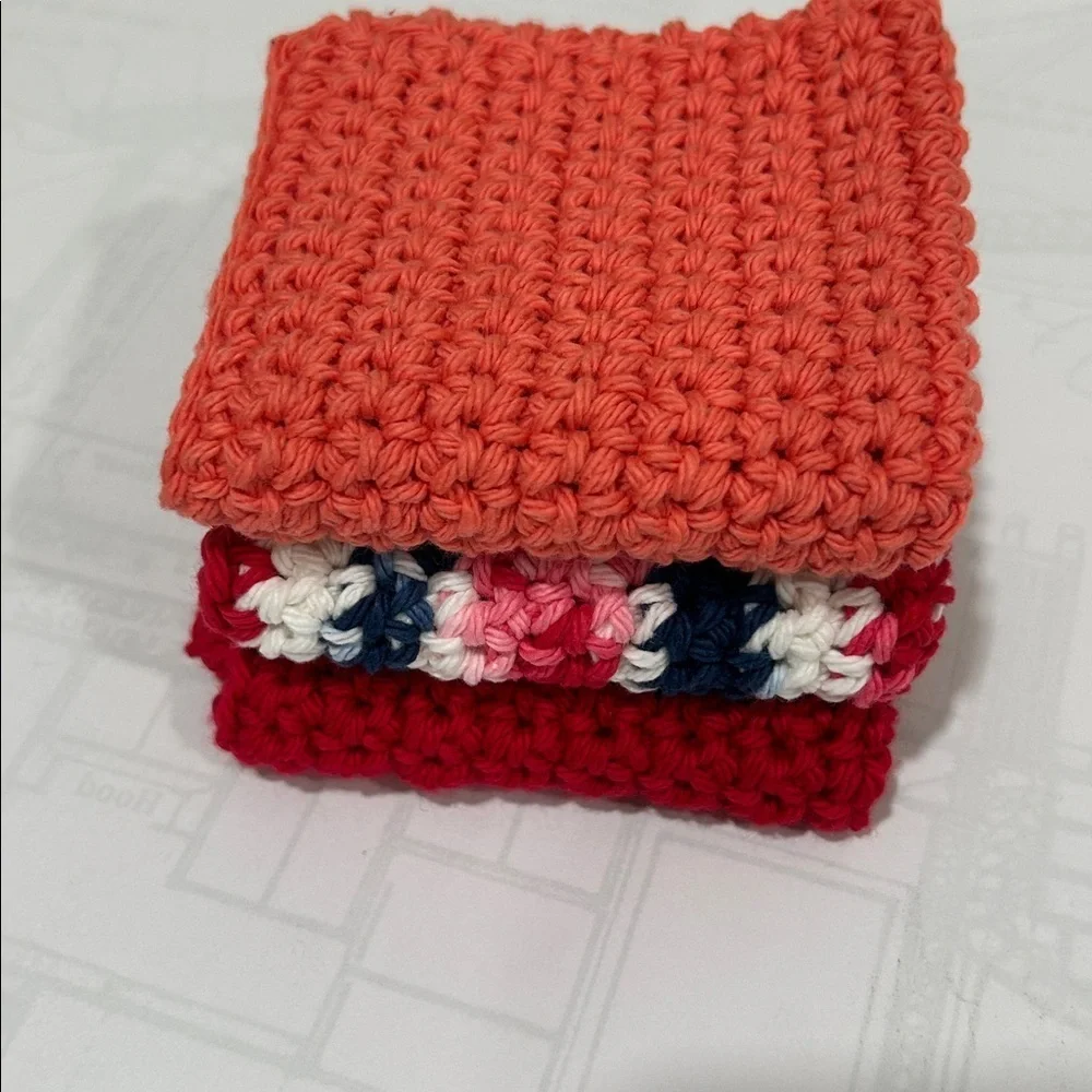 100% Cotton Handmade Washcloths - Set of 3